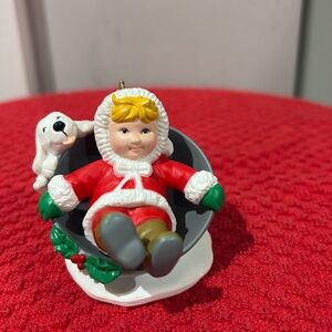 1991 National Rennoc Girl/ Sledding Dog Ornament